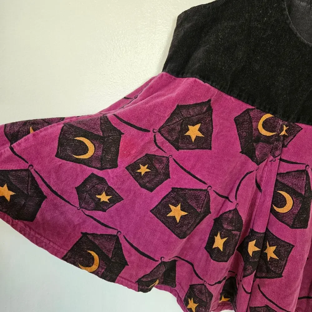 Cow+Lizard Corduroy Jumper Dress Girls 10/12/14? Black‎ Purple Halloween Motif